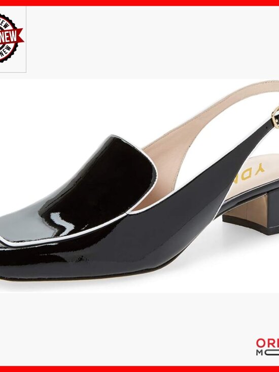 Shoes - Women's Slingback Block Heel Loafers Square Toe Dressy Office Shoes